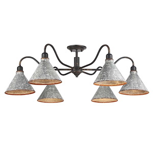 Jasper - 6 Light Semi-Flush Mount-12 Inch Tall and 37.88 Inch Wide - 1405646