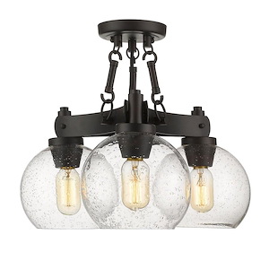 Galveston - 3 Light Semi-Flush Mount in Rustic style - 14 Inches high by 18 Inches wide - 1217937