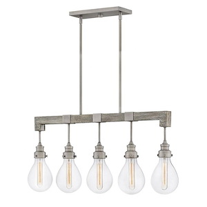 Denton - 5 Light Linear Chandelier in Rustic-Industrial-Scandinavian Style - 36 Inches Wide by 15.5 Inches High - 759337