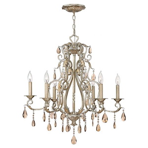 Carlton - 6Lt Chandelier in Traditional-Glam-Bohemian Style - 28 Inches Wide by 28.5 Inches High - 1333578