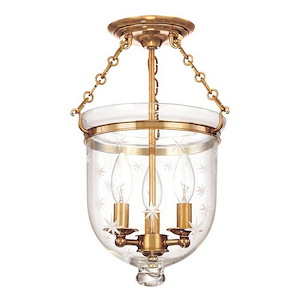 Hampton 3 Light Semi Flush Mount 15.5 Inch Tall and 10.25 Inch Wide by Hudson Valley - 1071385
