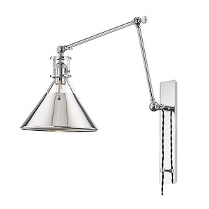 Metal No. 2 1 Light Plug In Wall Sconce 22.5 Inch Tall and 9.5 Inch Wide by Hudson Valley - 1362795