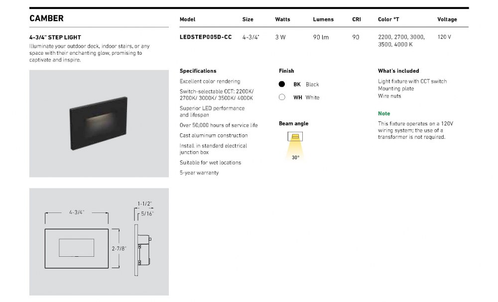 LEDSTEP005D-CC-WH
