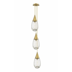 Malone - 3 Light Cord Hung Pendant In Art Deco Style-14.38 Inches Tall and 8 Inches Wide - 1302518