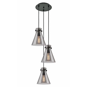 Newton Cone - 3 Light Cord Hung Pendant In Industrial Style-9.88 Inches Tall and 15.5 Inches Wide - 1302548