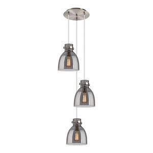 Newton Bell - 3 Light Cord Hung Pendant In Industrial Style-9.63 Inches Tall and 15.5 Inches Wide - 1302528