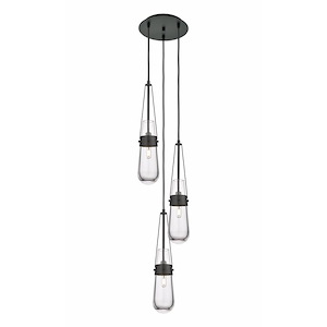 Milan - 3 Light Cord Hung Pendant In Art Deco Style-20.25 Inches Tall and 11.88 Inches Wide - 1421427