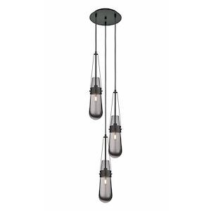 Milan - 3 Light Cord Hung Pendant In Art Deco Style-20.25 Inches Tall and 11.88 Inches Wide - 1421513