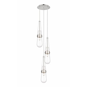 Milan - 3 Light Cord Hung Pendant In Art Deco Style-20.25 Inches Tall and 11.88 Inches Wide - 1421470