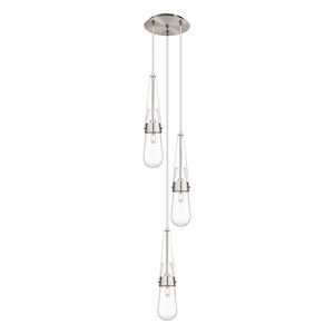 Milan - 3 Light Cord Hung Pendant In Art Deco Style-20.25 Inches Tall and 11.88 Inches Wide - 1421518