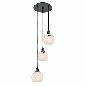 White Mouchette - 3 Light Cord Hung Multi Pendant In Modern Style-11 Inches Tall and 12.5 Inches Wide - 1329851