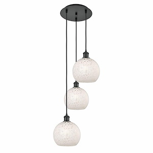 White Mouchette - 3 Light Cord Hung Multi Pendant In Modern Style-36 Inches Tall and 14.5 Inches Wide - 1329793