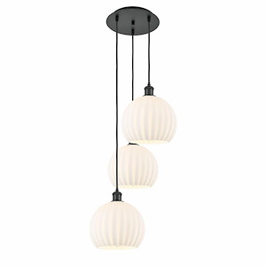 White Venetian - 3 Light Cord Hung Multi Pendant In Modern Style-41.25 Inches Tall and 16.5 Inches Wide - 1329944