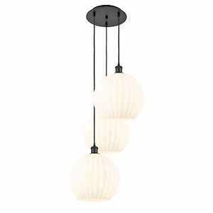 White Venetian - 3 Light Cord Hung Multi Pendant In Modern Style-39 Inches Tall and 18.5 Inches Wide - 1329906