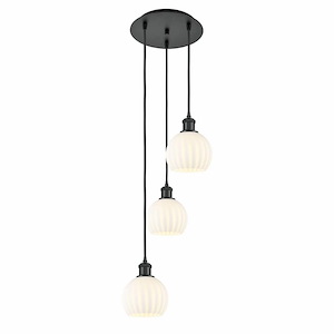 White Venetian - 3 Light Cord Hung Multi Pendant In Modern Style-12.25 Inches Tall and 12.5 Inches Wide - 1329945
