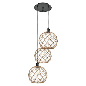 Farmhouse Rope - 3 Light Cord Hung Pendant-37 Inch Tall and 16.5 Inch Wide - 1387614