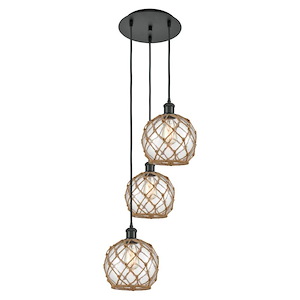 Farmhouse Rope - 3 Light Cord Hung Pendant-31 Inch Tall and 14.75 Inch Wide - 1387617