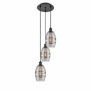 Vaz - 3 Light Cord Hung Multi Pendant In Industrial Style-25.13 Inches Tall and 12.38 Inches Wide - 1329946