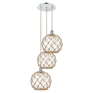 Farmhouse Rope - 3 Light Cord Hung Pendant-37 Inch Tall and 16.5 Inch Wide - 1387614