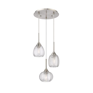 Berkshire - 3 Light Cord Hung Multi Pendant-17 Inch Tall and 14.5 Inch Wide - 1421409