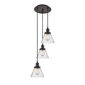 Cone - 3 Light Cord Hung Multi Pendant-27.75 Inch Tall and 14.25 Inch Wide - 1421410