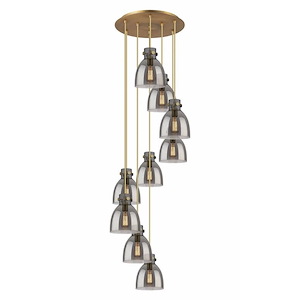 Newton Bell - 9 Light Cord Hung Pendant In Industrial Style-9.63 Inches Tall and 22.13 Inches Wide - 1302470