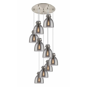 Newton Bell - 9 Light Cord Hung Pendant In Industrial Style-9.63 Inches Tall and 22.13 Inches Wide - 1302470