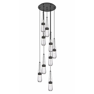 Milan - 9 Light Cord Hung Pendant In Art Deco Style-20.25 Inches Tall and 18.5 Inches Wide - 1302549