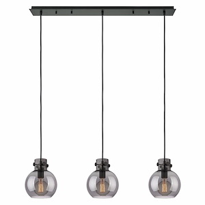Newton Sphere - 3 Light Cord Hung Linear Pendant In Industrial Style-9.13 Inches Tall and 39.75 Inches Wide - 1302503