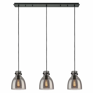 Newton Bell - 3 Light Cord Hung Linear Pendant In Industrial Style-9.63 Inches Tall and 39.75 Inches Wide - 1302550