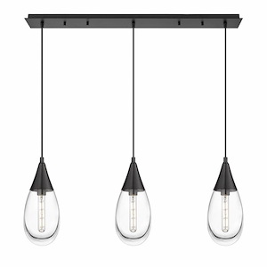 Malone - 3 Light Cord Hung Linear Pendant In Art Deco Style-14.38 Inches Tall and 37.75 Inches Wide - 1302471