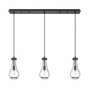 Owego - 3 Light Cord Hung Linear Pendant In Art Deco Style-11.25 Inches Tall and 36.88 Inches Wide - 1302412