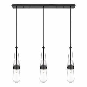 Milan - 3 Light Cord Hung Linear Pendant In Art Deco Style-20.25 Inches Tall and 36.13 Inches Wide - 1302530