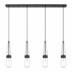Milan - 4 Light Cord Hung Linear Pendant In Art Deco Style-20.25 Inches Tall and 48.13 Inches Wide - 1302531