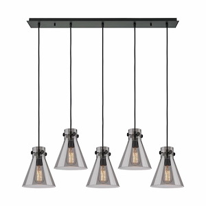 Newton Cone - 5 Light Cord Hung Linear Pendant In Industrial Style-9.88 Inches Tall and 39.75 Inches Wide - 1302541