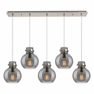 Newton Sphere - 5 Light Cord Hung Linear Pendant In Industrial Style-9.13 Inches Tall and 39.75 Inches Wide - 1302414