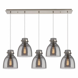 Newton Bell - 5 Light Cord Hung Linear Pendant In Industrial Style-9.63 Inches Tall and 39.75 Inches Wide - 1302597