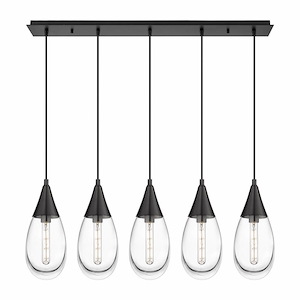 Malone - 5 Light Cord Hung Linear Pendant In Art Deco Style-14.38 Inches Tall and 37.75 Inches Wide - 1302506