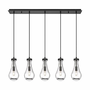 Owego - 5 Light Cord Hung Linear Pendant In Art Deco Style-11.25 Inches Tall and 36.88 Inches Wide - 1302459