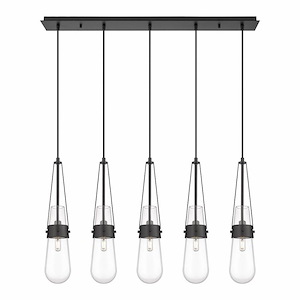 Milan - 5 Light Cord Hung Linear Pendant In Art Deco Style-20.25 Inches Tall and 36.13 Inches Wide - 1302515