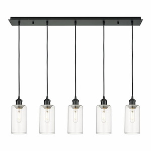 Crown Point - 5 Light Cord Hung Linear Pendant-11.25 Inch Tall and 36.88 Inch Wide - 1364519