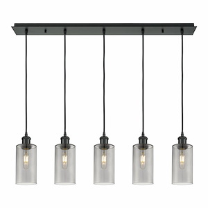 Crown Point - 5 Light Cord Hung Linear Pendant-11.25 Inch Tall and 36.88 Inch Wide - 1364519