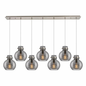 Newton Sphere - 7 Light Cord Hung Linear Pendant In Industrial Style-9.13 Inches Tall and 51.75 Inches Wide - 1302520