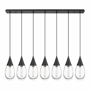 Malone - 7 Light Cord Hung Linear Pendant In Art Deco Style-14.38 Inches Tall and 49.75 Inches Wide - 1302543