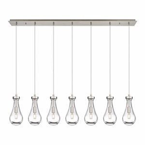 Owego - 7 Light Cord Hung Linear Pendant In Art Deco Style-11.25 Inches Tall and 48.88 Inches Wide - 1302522