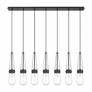 Milan - 7 Light Cord Hung Linear Pendant In Art Deco Style-20.25 Inches Tall and 48.13 Inches Wide - 1302456