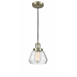Fulton - 1 Light Cord Hung Mini Pendant In Industrial Style-10 Inches Tall and 7 Inches Wide - 1288924