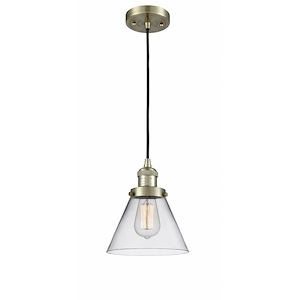Cone - 1 Light Cord Hung Mini Pendant-9.13 Inch Tall and 7.75 Inch Wide - 1421461