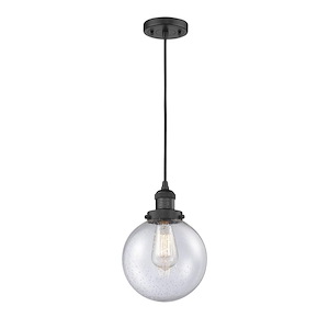 Beacon - 1 Light Cord Hung Mini Pendant In Industrial Style-11.5 Inches Tall and 8 Inches Wide - 1288920