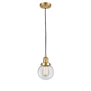 Beacon - 1 Light Cord Hung Mini Pendant In Industrial Style-9.5 Inches Tall and 6 Inches Wide - 1288968